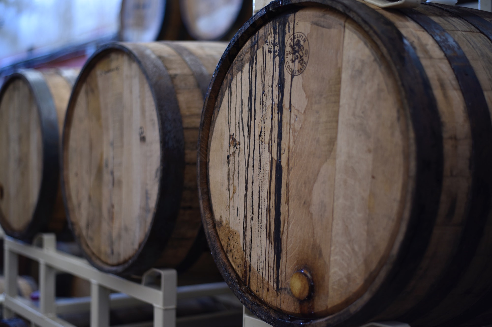 Distillery stacked barrels
