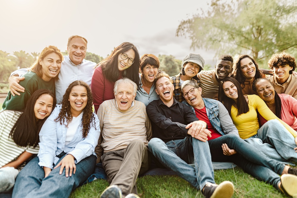 a multigenerational group of friends